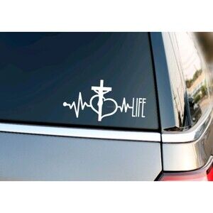 Christian Car Decal Jesus on Cross Bible Stickers 6.75" Vinyl Wall Laptop Cell